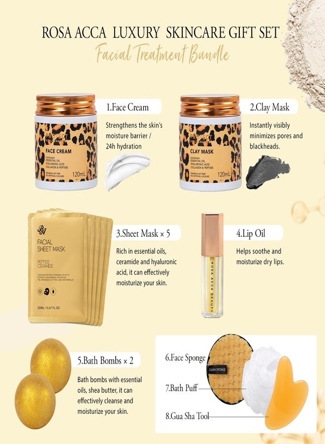 RA ROSA ACCA 32 Pcs Valentines Day Gifts for Women, Leopard Facial Skin Care Set, Spa & Self-Care Kit, Bath and Body Gifts, Lip Oil, Face Sheet Mask, Serum, Birthday, Christmas, Mothers Day - Image 4